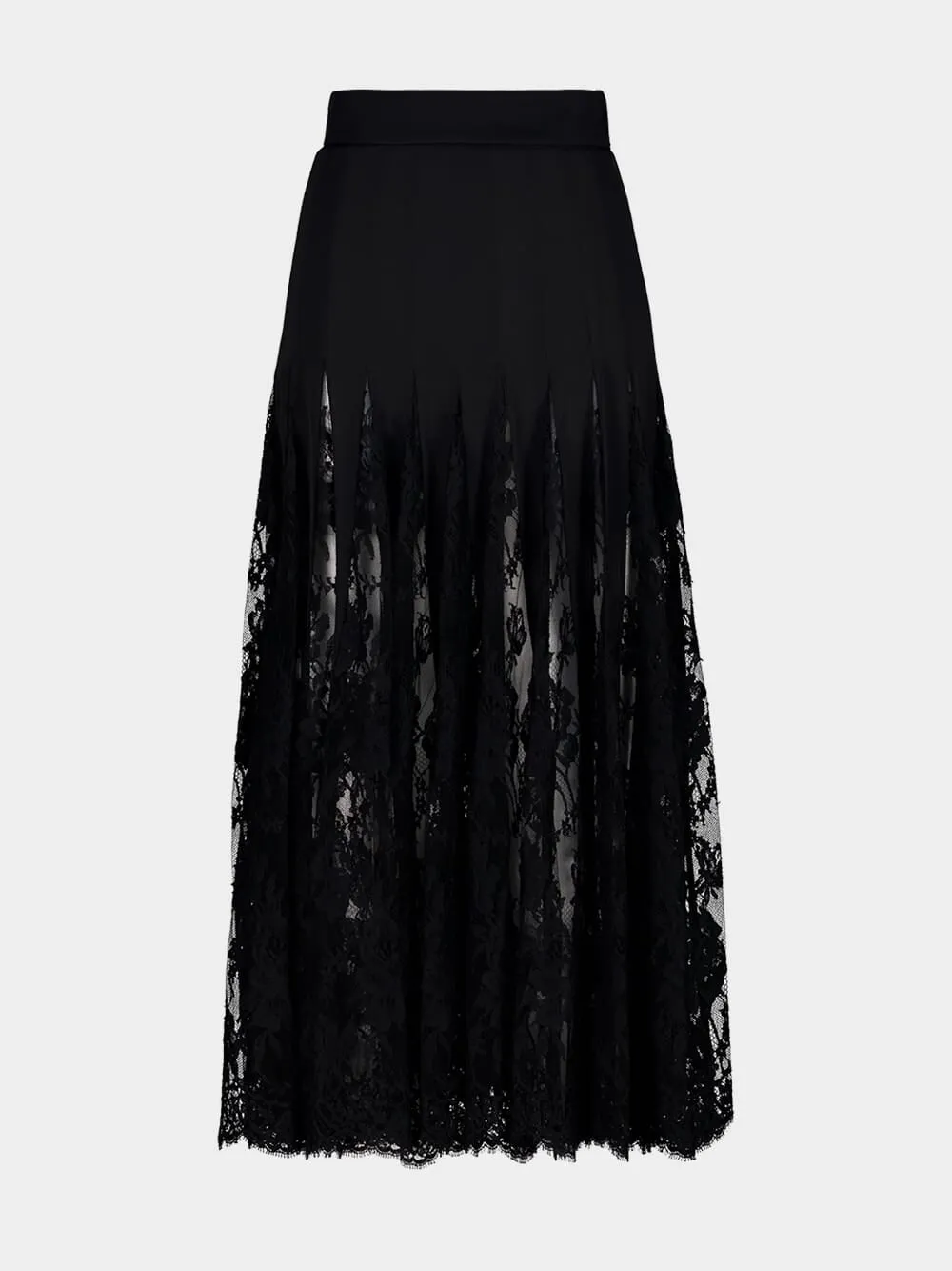 Black Charmeuse and Lace Midi Skirt sold by Fashion Clinic product image thumbnail 2