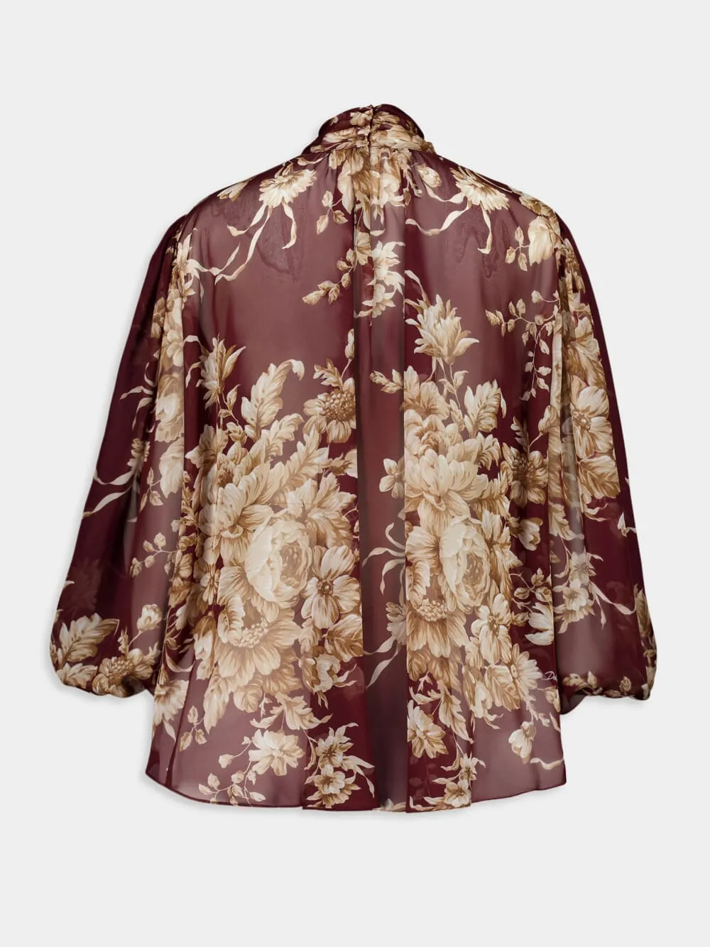 Rose-Print Chiffon Silk Blouse sold by Fashion Clinic product image thumbnail 3