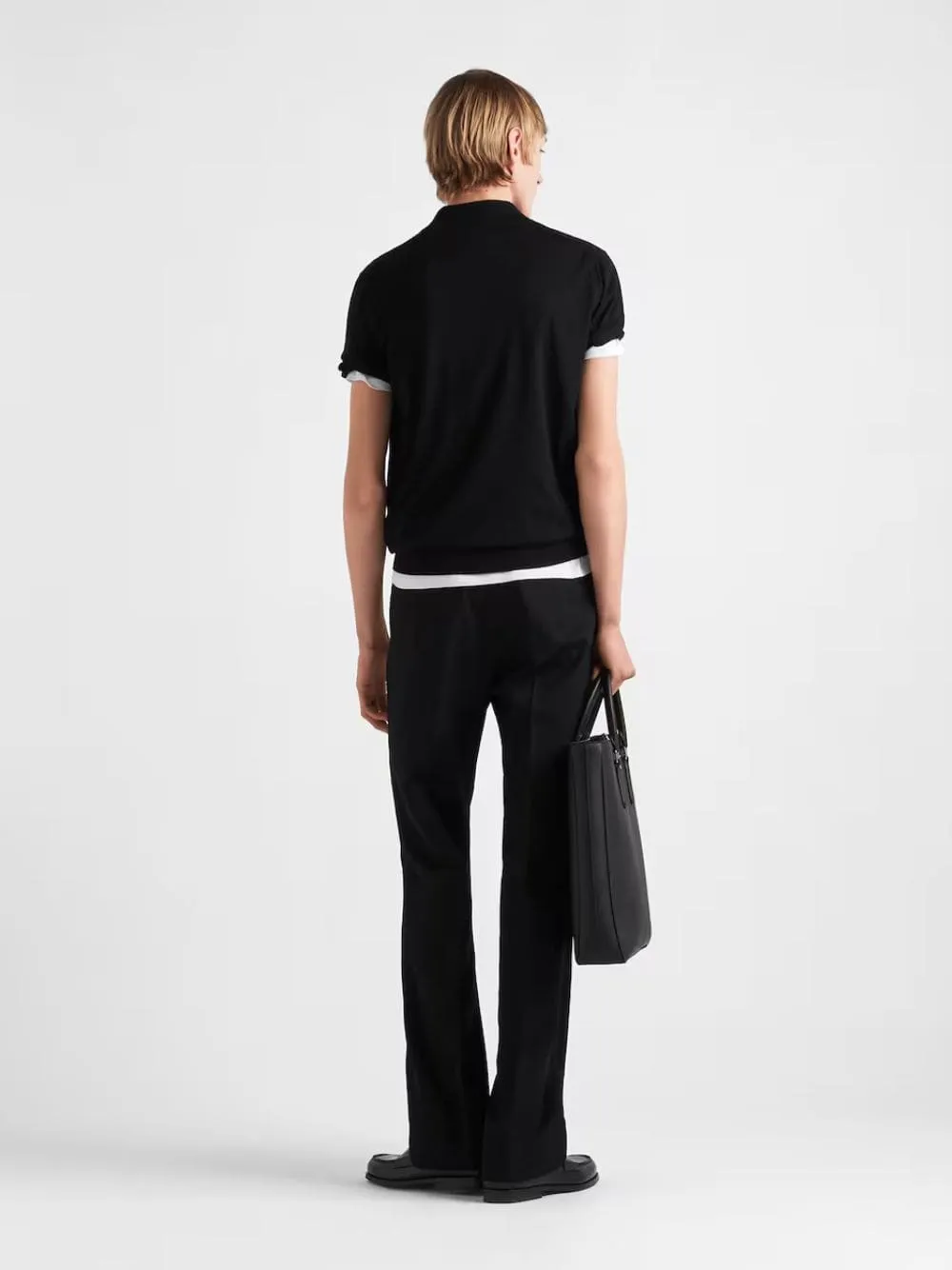 Black Superfine Wool Polo Shirt sold by Fashion Clinic product image thumbnail 3