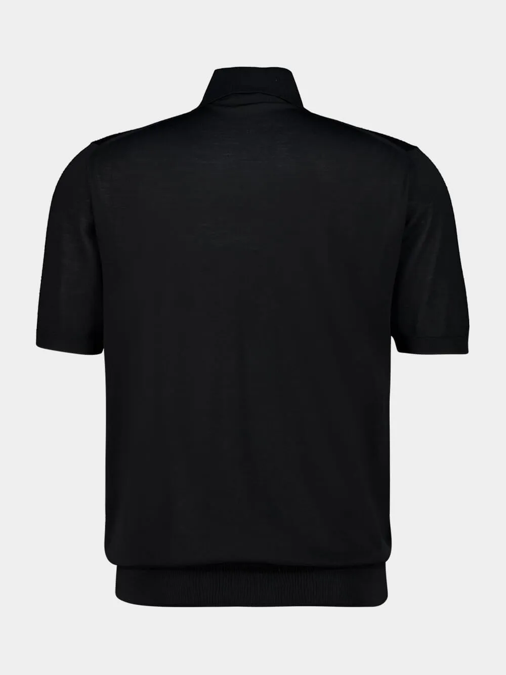 Black Superfine Wool Polo Shirt sold by Fashion Clinic product image thumbnail 4