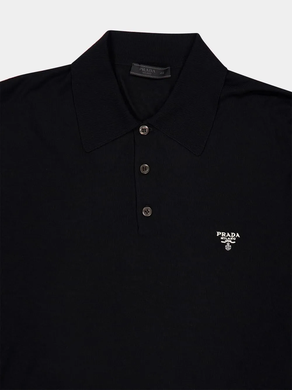 Black Superfine Wool Polo Shirt sold by Fashion Clinic product image thumbnail 5