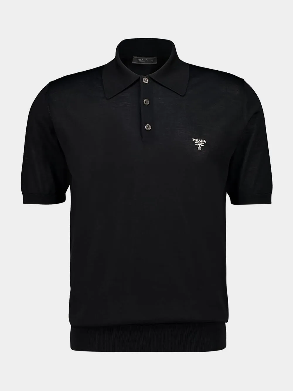 Black Superfine Wool Polo Shirt sold by Fashion Clinic product image thumbnail 2