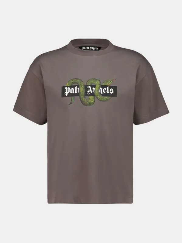 Dark Grey Snake Box Logo T-Shirt made by Palm Angels