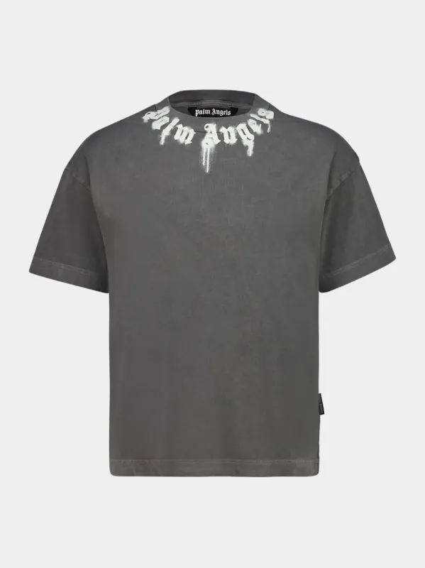 Dark Grey Logo Neck Short-Sleeve T-Shirt sold by Fashion Clinic