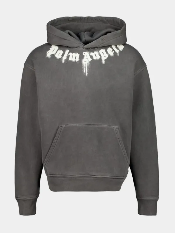 Dark Grey Hooded Sweatshirt with Neck Logo sold by Fashion Clinic