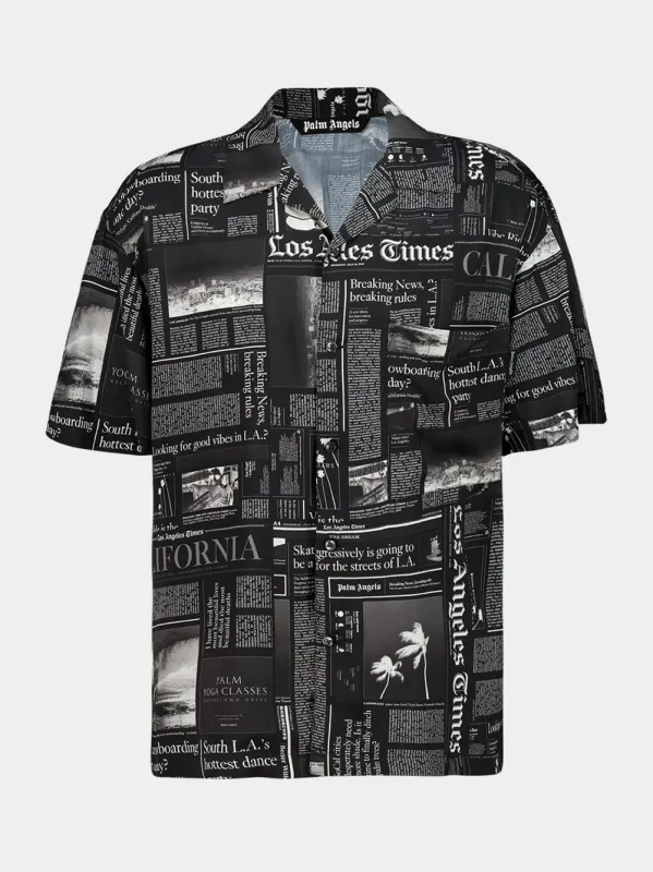 Black PA x LA Times News Short-Sleeve Shirt sold by Fashion Clinic