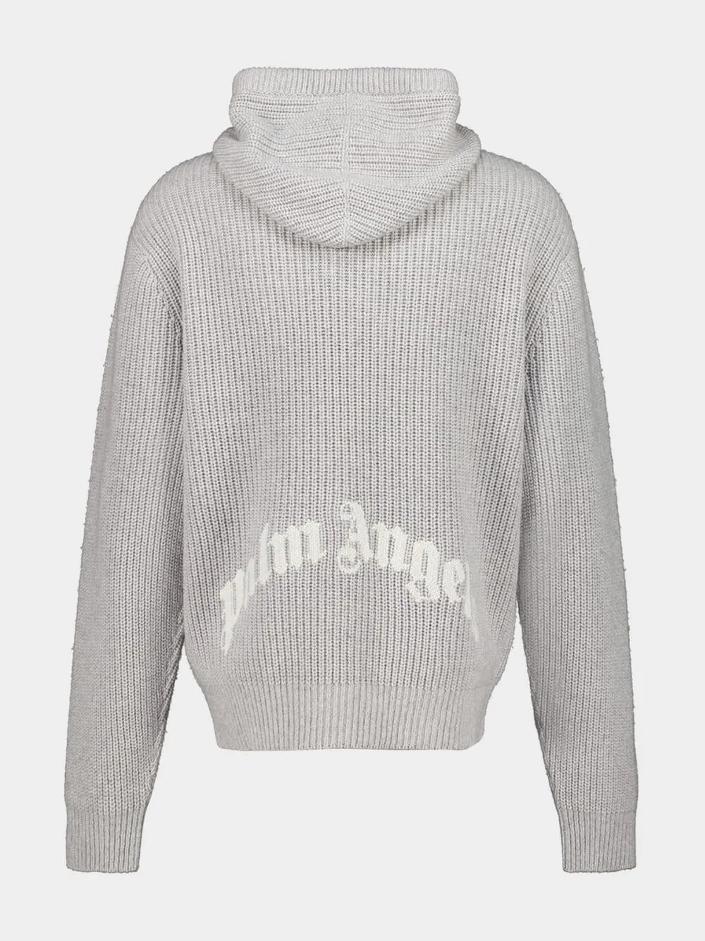 Grey Melange Hooded Wool Knit Sweatshirt sold by Fashion Clinic product image thumbnail 2