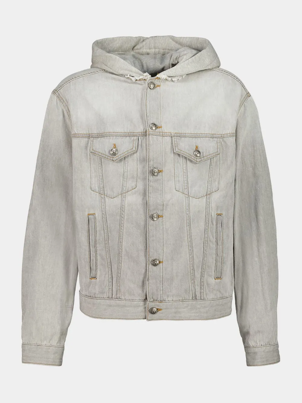 Light Grey Denim Jacket with Hood sold by Fashion Clinic