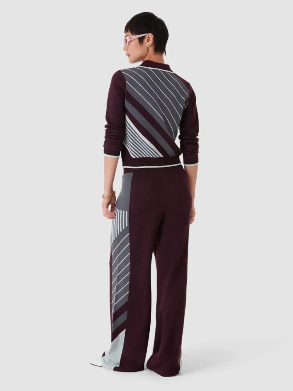 Burgundy Diagonal Merino Polo Shirt sold by Fashion Clinic product image thumbnail 3