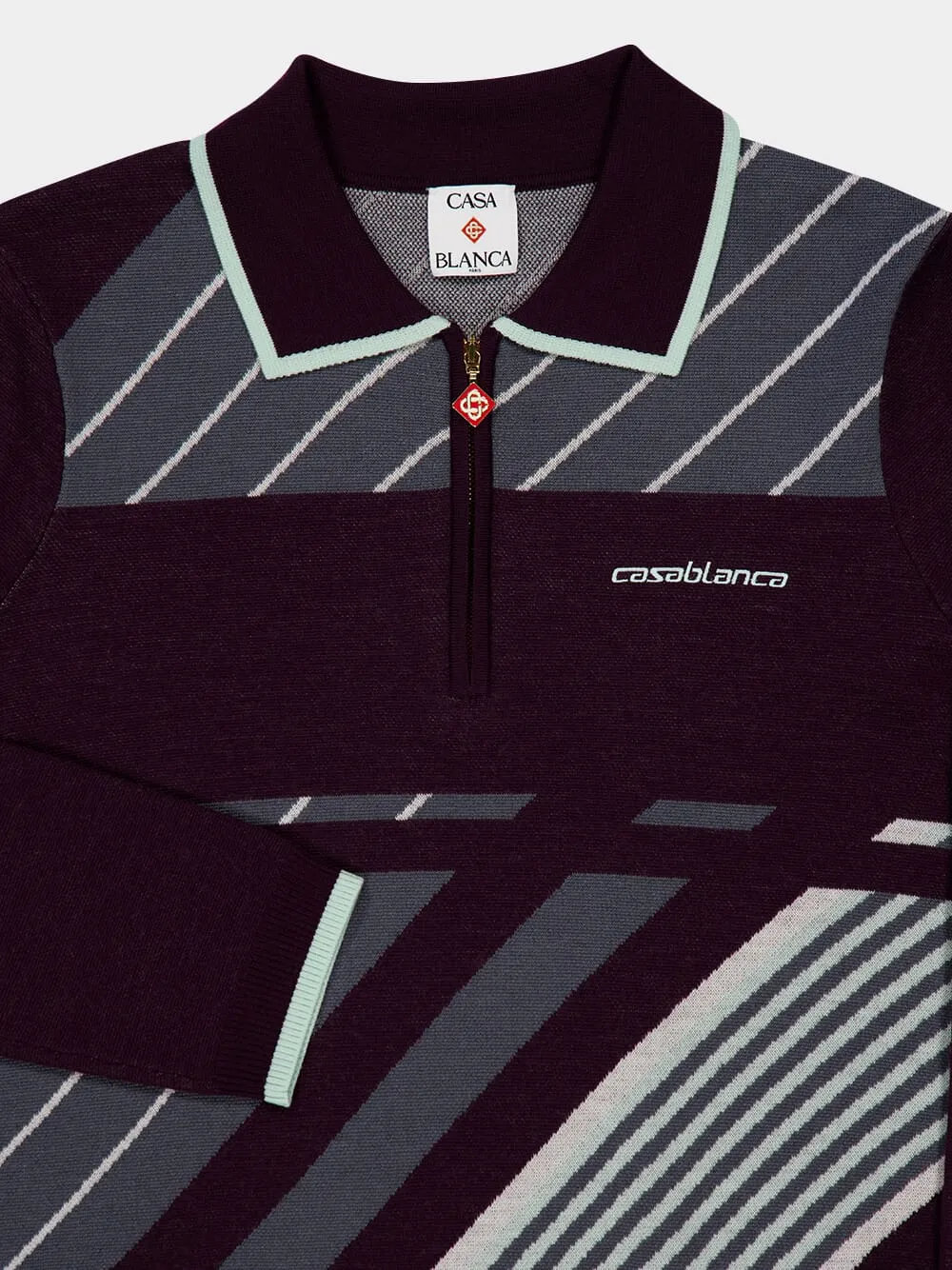 Burgundy Diagonal Merino Polo Shirt sold by Fashion Clinic product image thumbnail 5