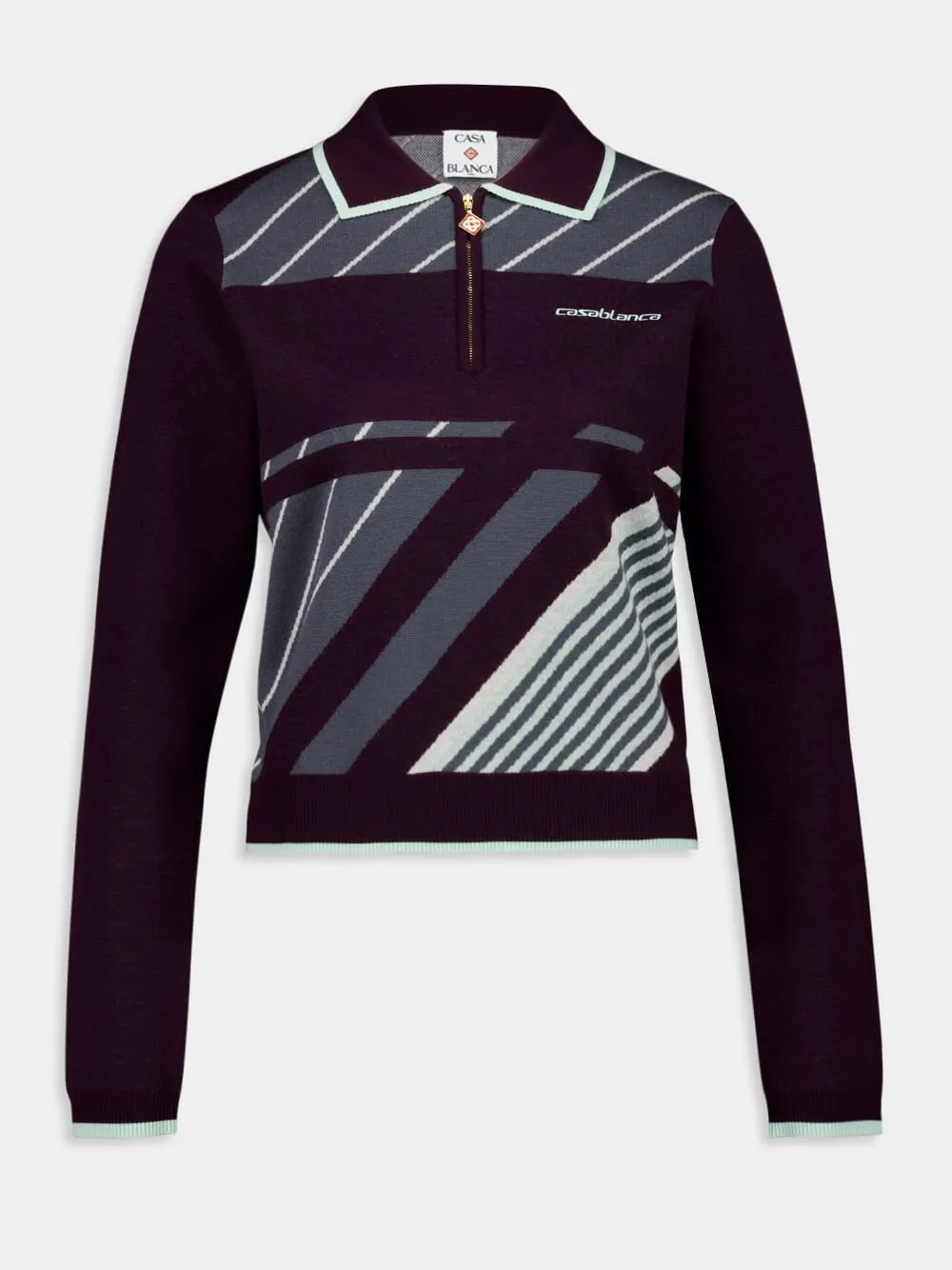 Burgundy Diagonal Merino Polo Shirt sold by Fashion Clinic product image thumbnail 2