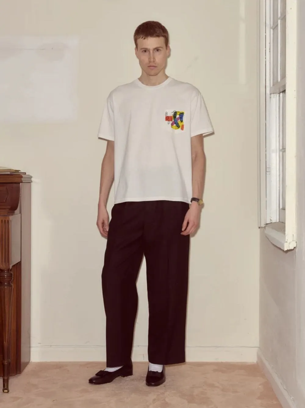 Cream Portrait Pocket Cotton T-Shirt sold by Fashion Clinic product image thumbnail 2