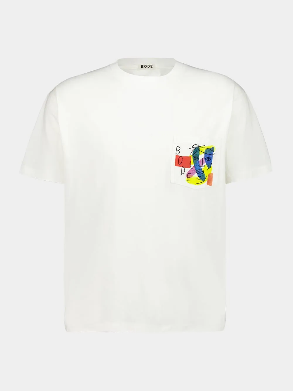 Cream Portrait Pocket Cotton T-Shirt sold by Fashion Clinic