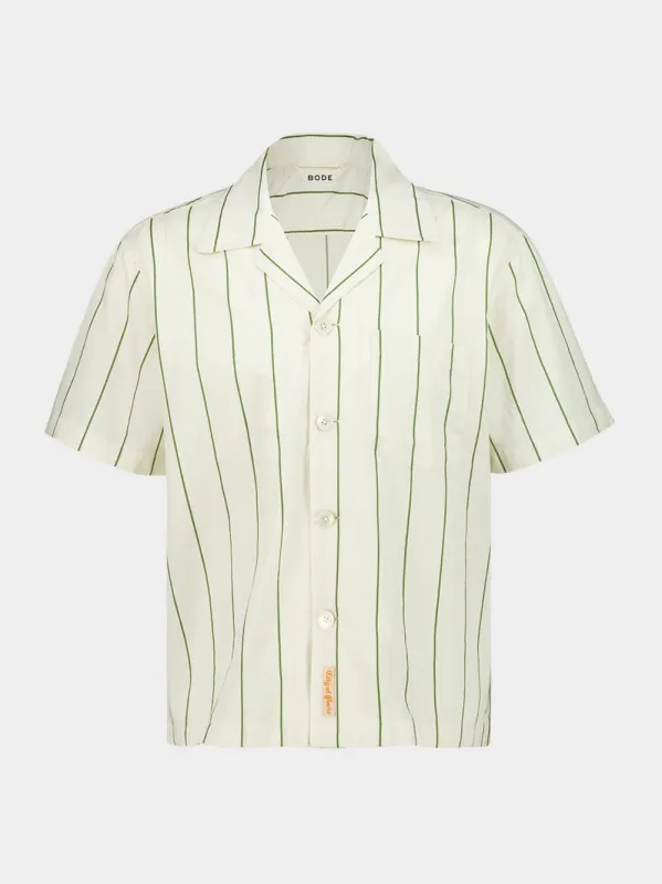 Celery Stripe Short-Sleeve Cotton Shirt sold by Fashion Clinic