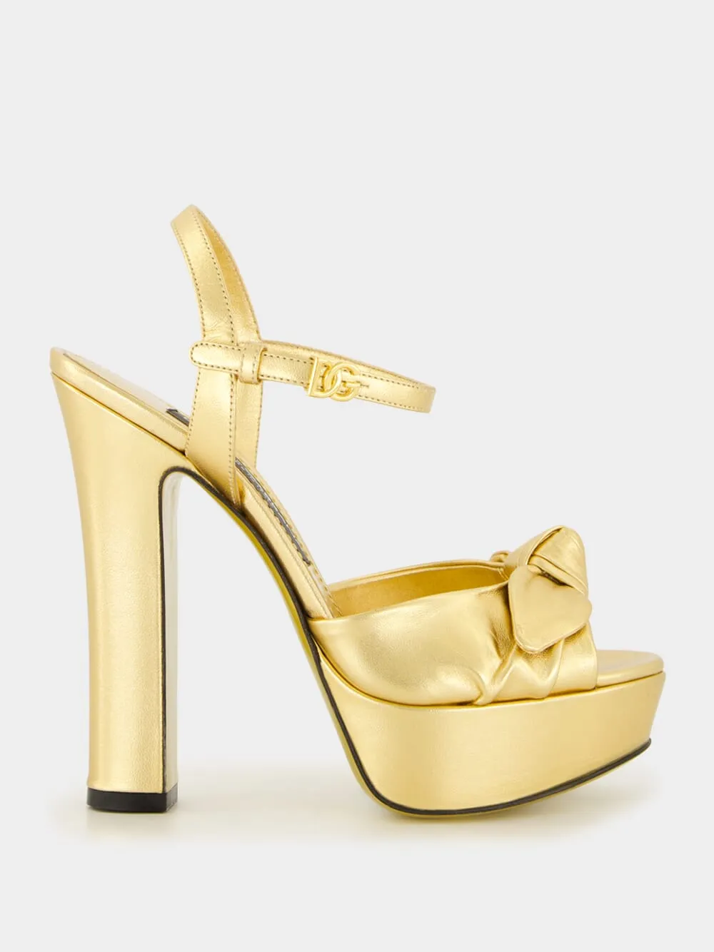 Gold Mordoré Nappa Leather Platform Sandals sold by Fashion Clinic