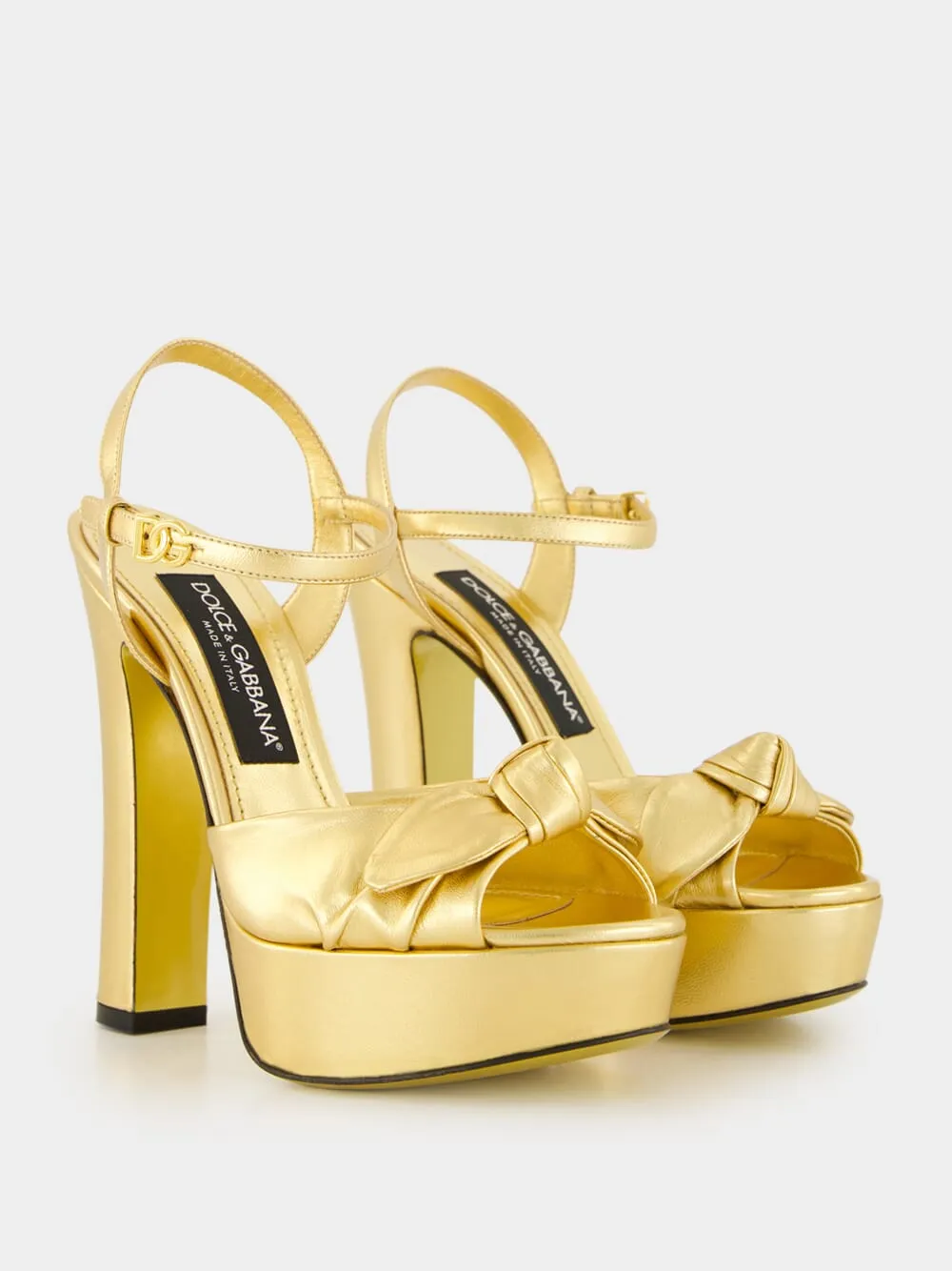 Gold Mordoré Nappa Leather Platform Sandals sold by Fashion Clinic product image thumbnail 3