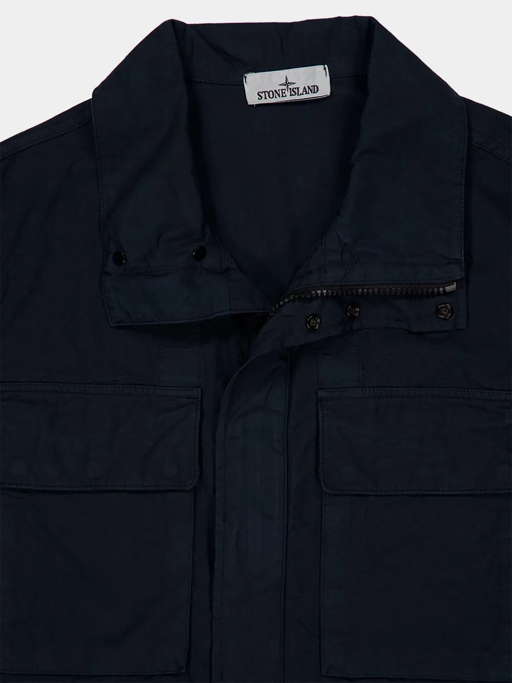 Navy Blue Canvas Cotton Field Jacket sold by Fashion Clinic product image thumbnail 3