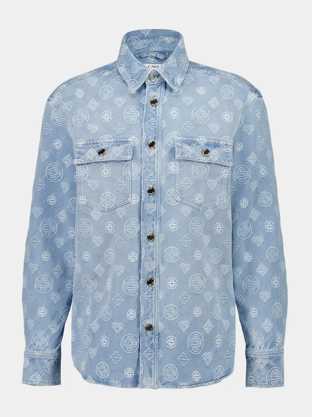 Blue Denim Monogram Shirt sold by Fashion Clinic product image thumbnail 2