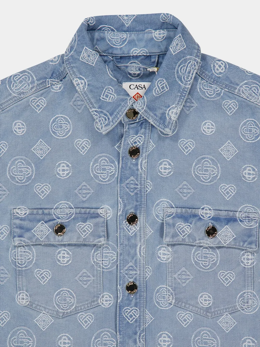 Blue Denim Monogram Shirt sold by Fashion Clinic product image thumbnail 5
