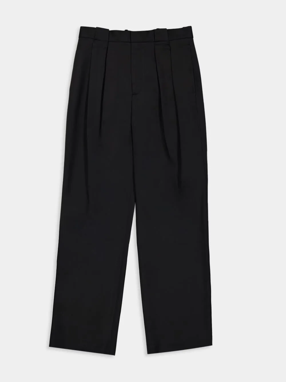 Black Wide-Leg Virgin Wool Trousers sold by Fashion Clinic product image thumbnail 5