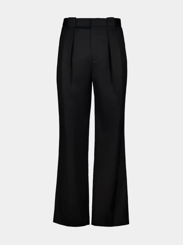 Black Wide-Leg Virgin Wool Trousers sold by Fashion Clinic