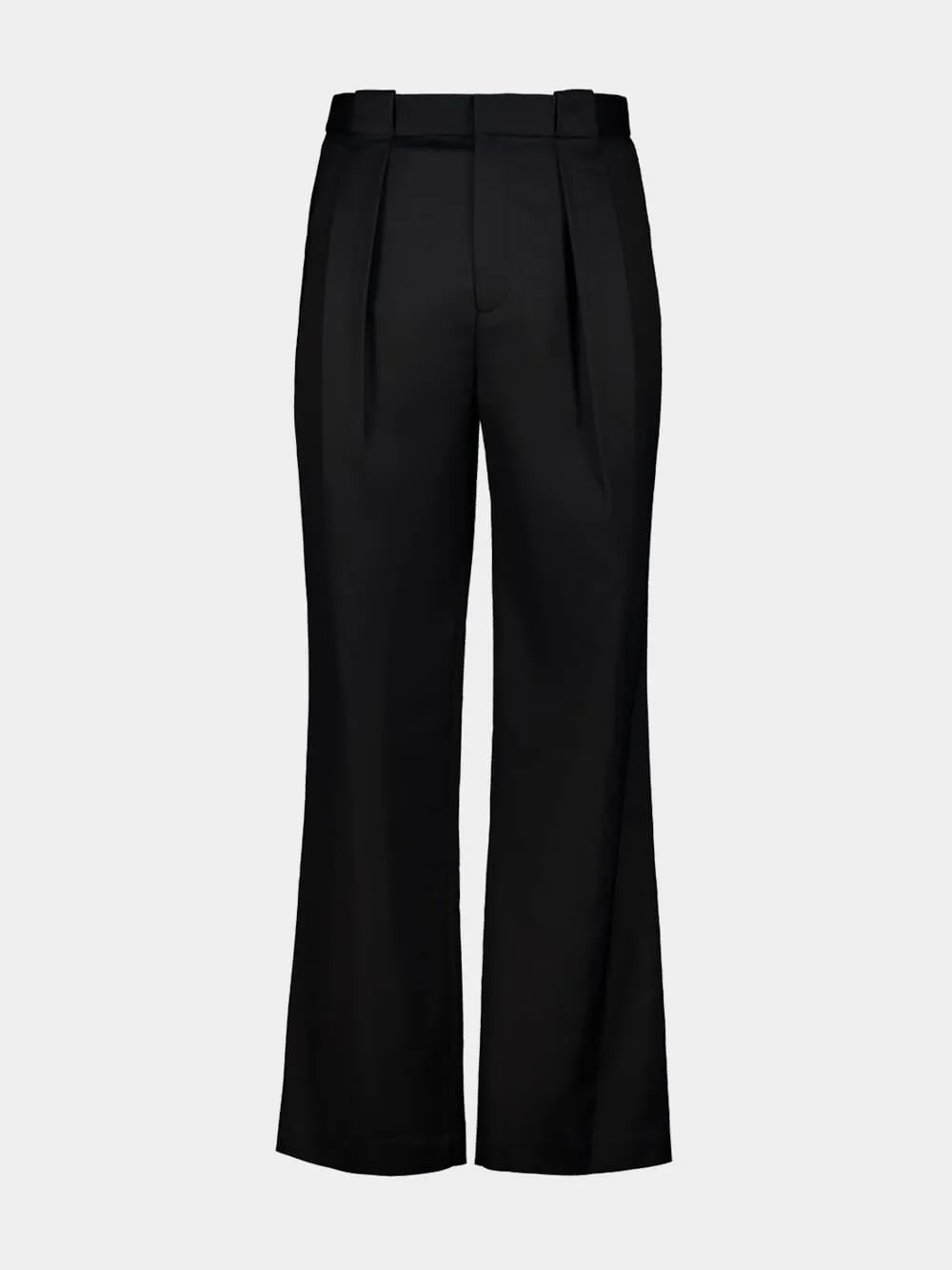 Black Wide-Leg Virgin Wool Trousers sold by Fashion Clinic