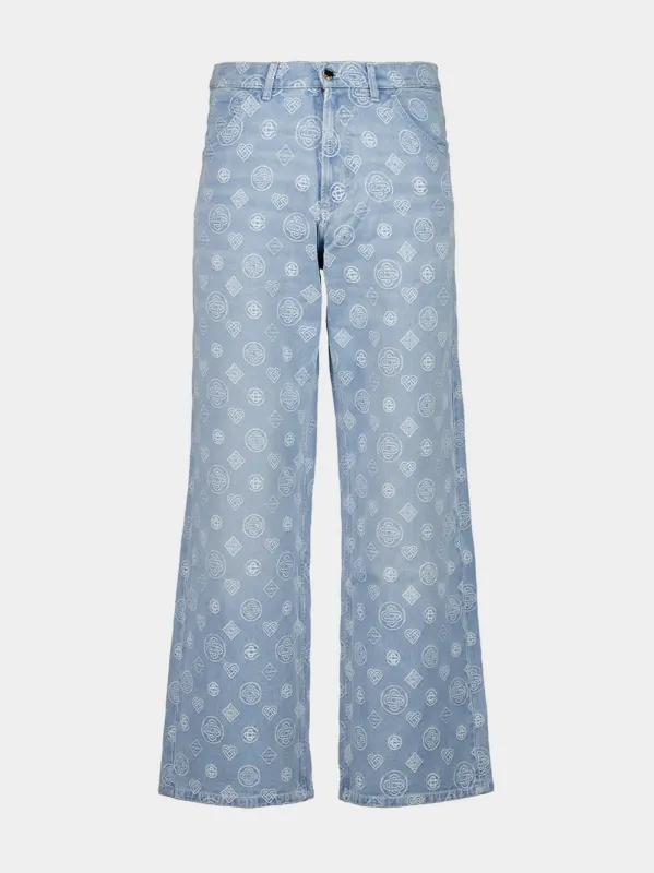 Blue Denim Monogram Jeans sold by Fashion Clinic