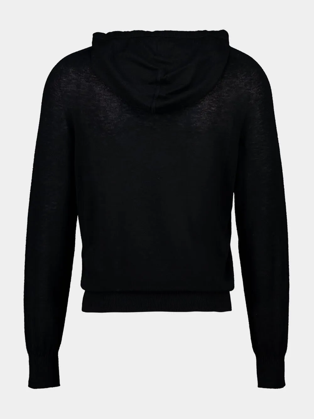 Black Wool Hooded Knit Sweater sold by Fashion Clinic product image thumbnail 2