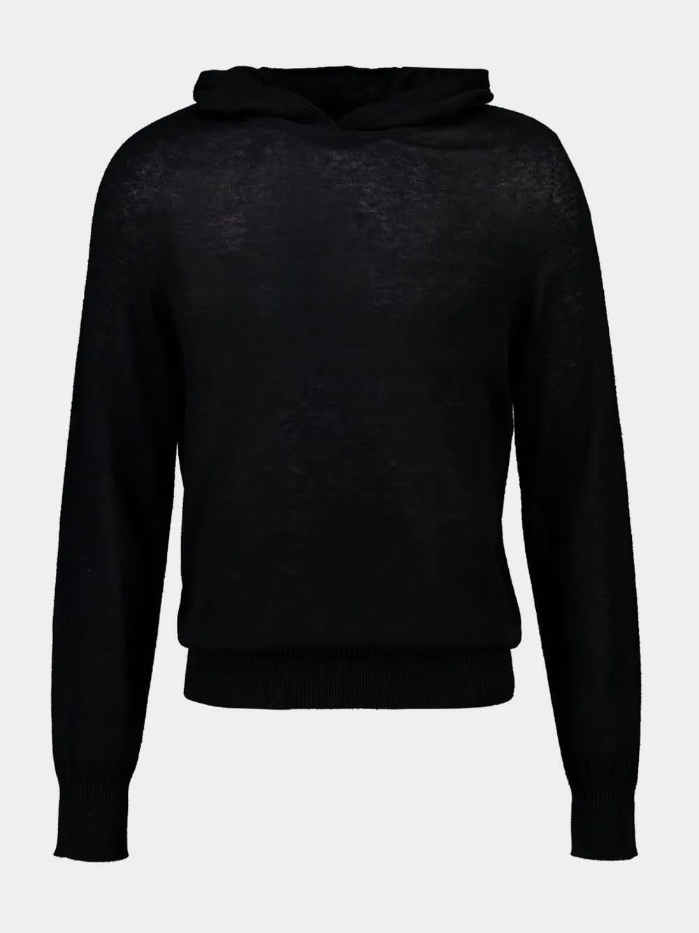 Black Wool Hooded Knit Sweater sold by Fashion Clinic