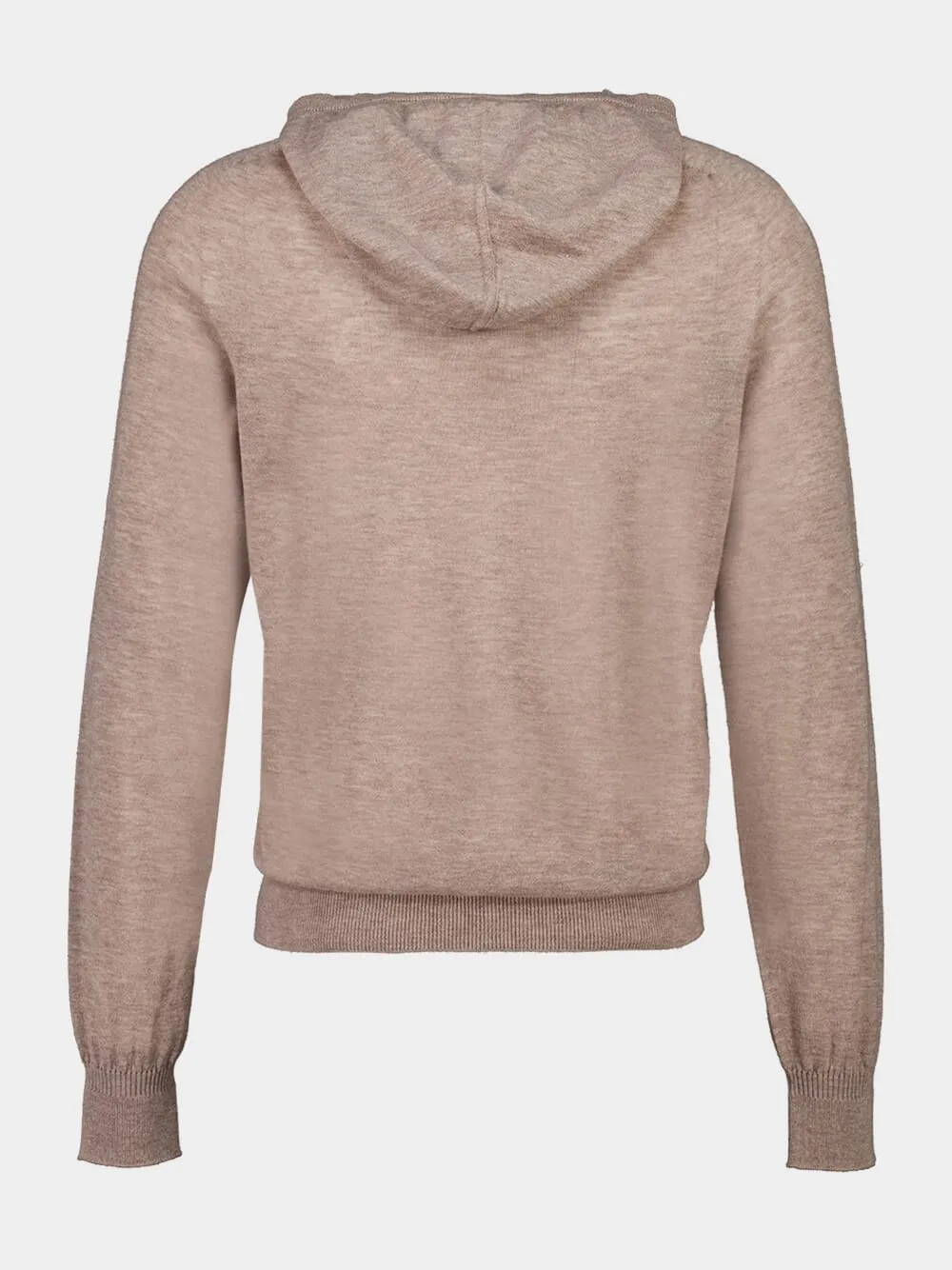 Brown Wool Hooded Knit Sweatshirt sold by Fashion Clinic product image thumbnail 2