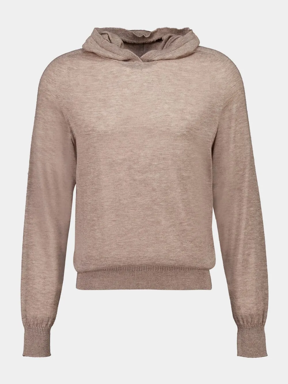 Brown Wool Hooded Knit Sweatshirt sold by Fashion Clinic