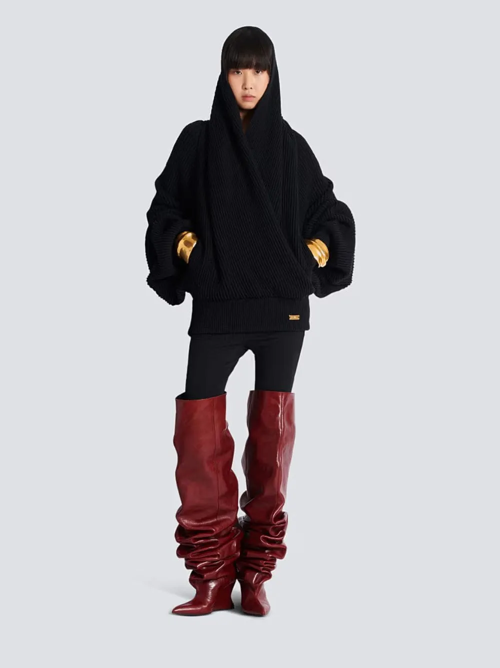 Black Oversized Hooded Knit Jumper sold by Fashion Clinic product image thumbnail 2