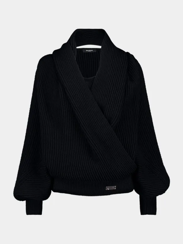 Black Oversized Hooded Knit Jumper sold by Fashion Clinic