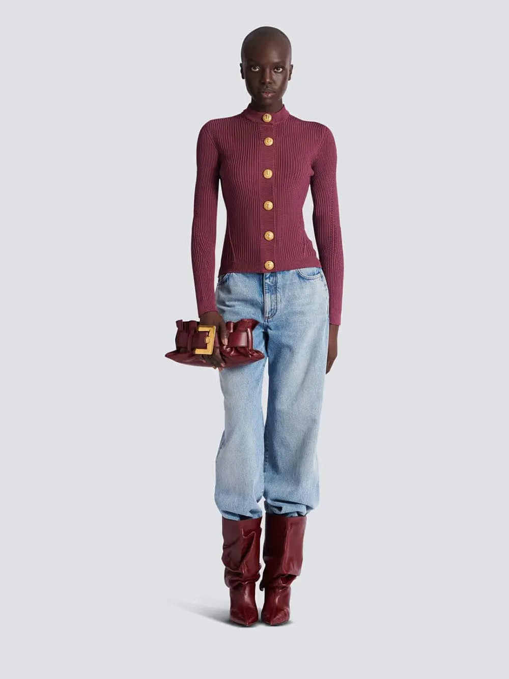 Purple Fitted Knit Cardigan sold by Fashion Clinic