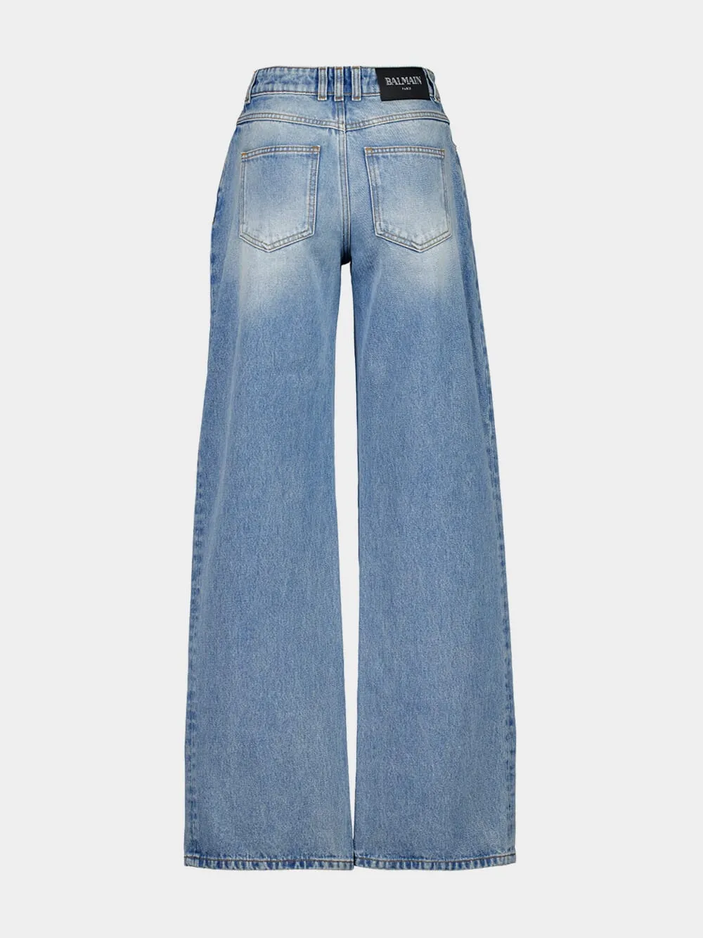 Blue Straight-Leg Faded Denim Jeans sold by Fashion Clinic product image thumbnail 3