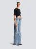 Blue Straight-Leg Faded Denim Jeans sold by Fashion Clinic