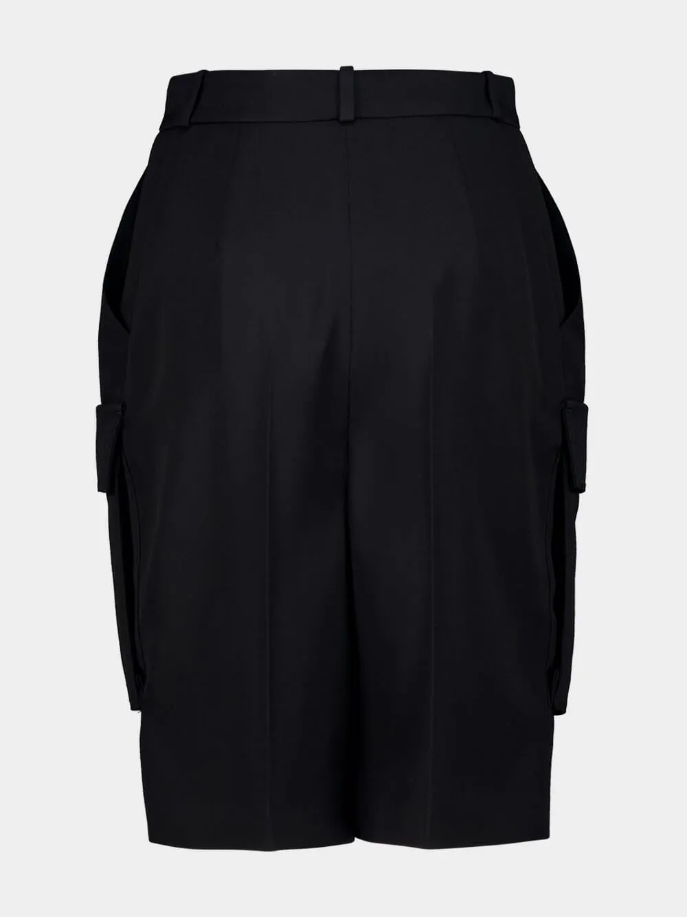 Black Wool Cargo Bermuda Shorts sold by Fashion Clinic product image thumbnail 3