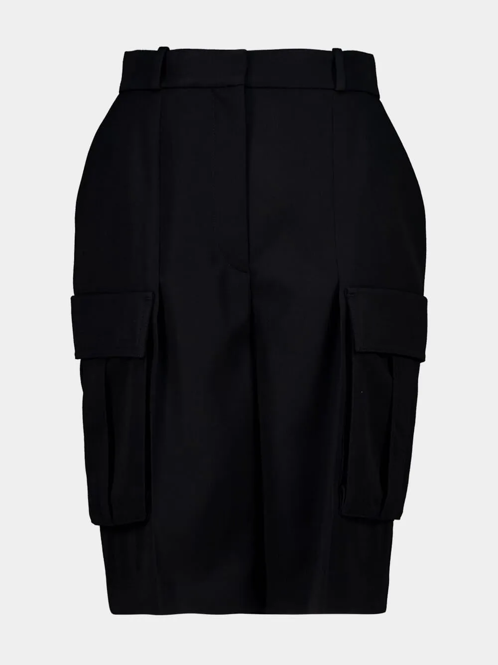 Black Wool Cargo Bermuda Shorts sold by Fashion Clinic