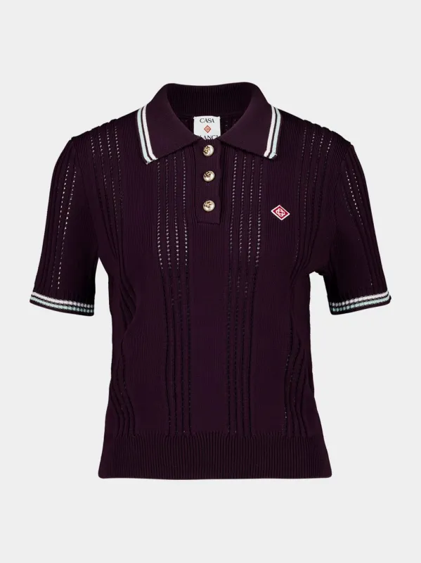 Burgundy Cotton Knit Polo Shirt sold by Fashion Clinic