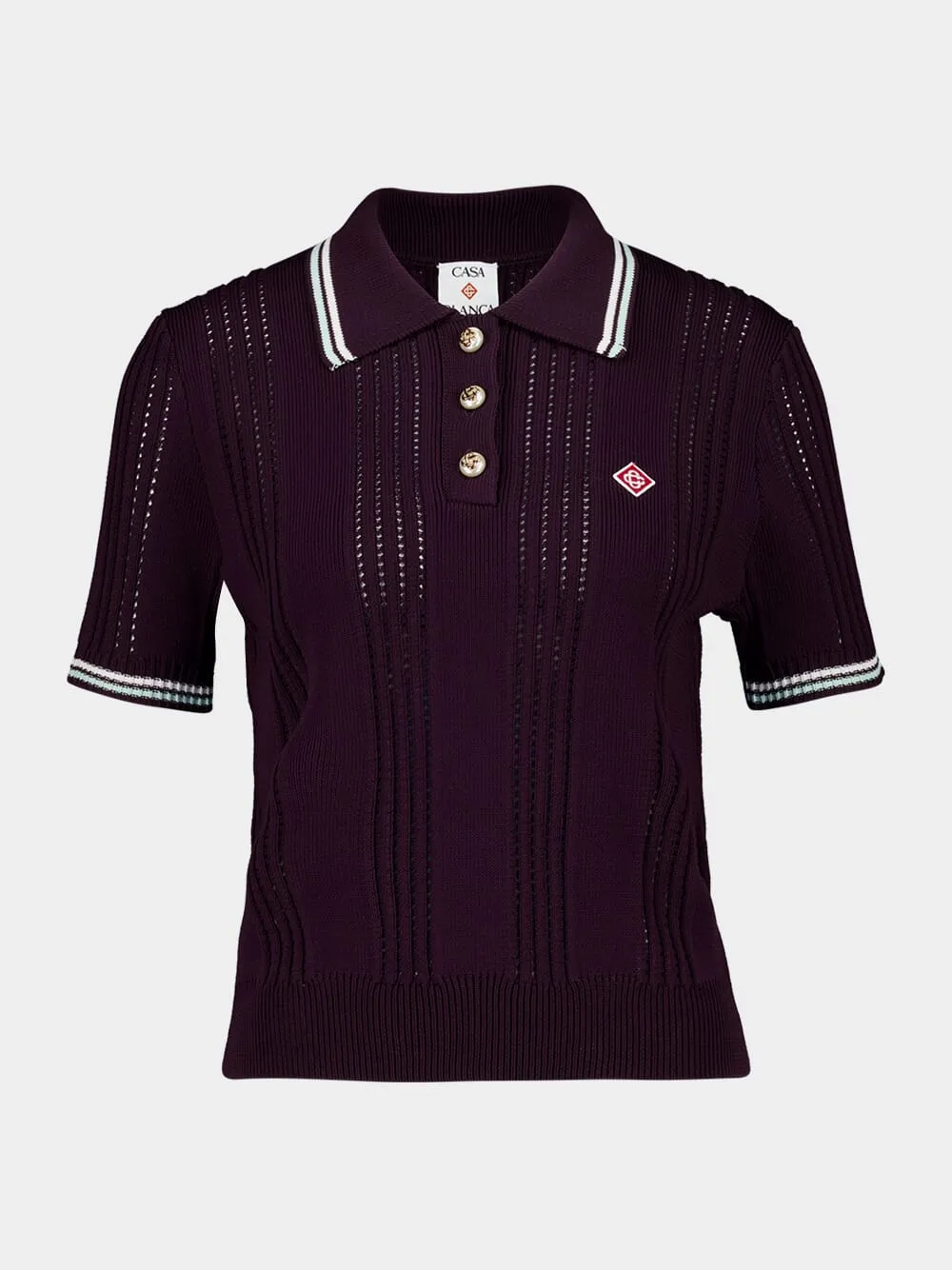 Burgundy Cotton Knit Polo Shirt sold by Fashion Clinic