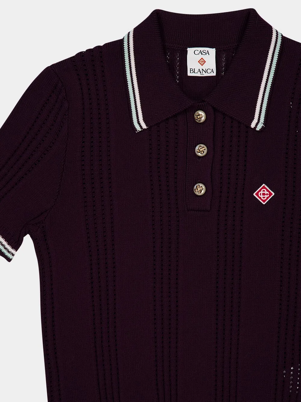 Burgundy Cotton Knit Polo Shirt sold by Fashion Clinic product image thumbnail 3