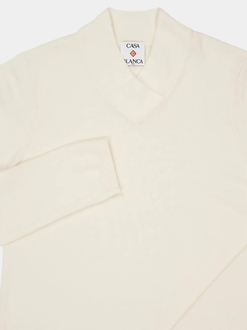 White Merino Wool Cowl H-Neck Sweater sold by Fashion Clinic product image thumbnail 3