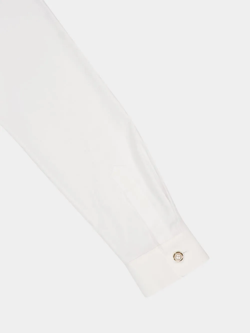 White Cropped Cotton Button-Up Shirt sold by Fashion Clinic product image thumbnail 4