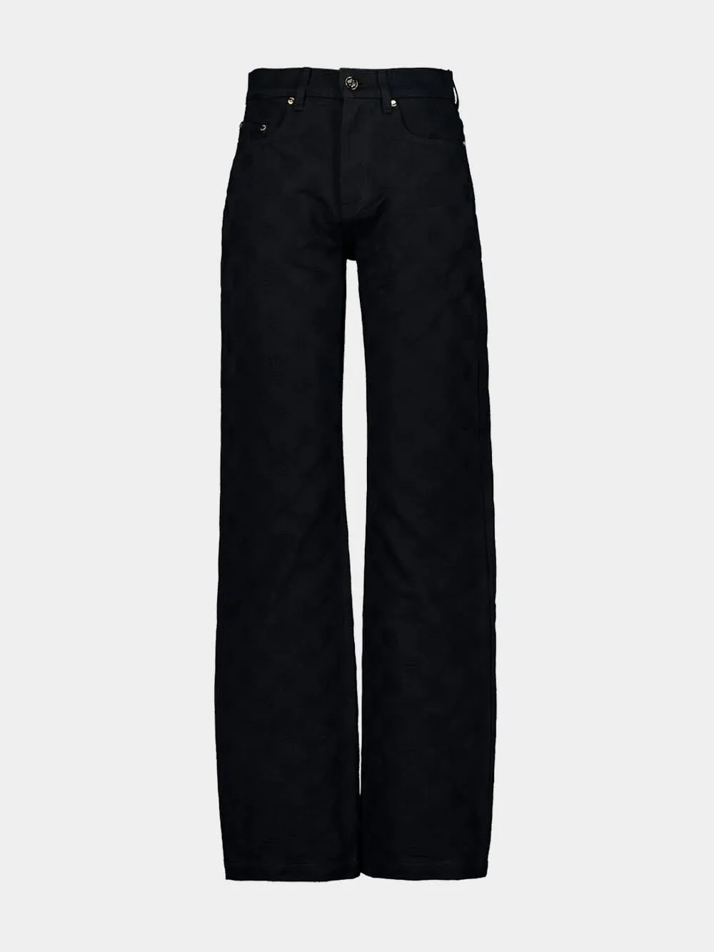 Black Straight Fit Monogram Denim Jeans sold by Fashion Clinic