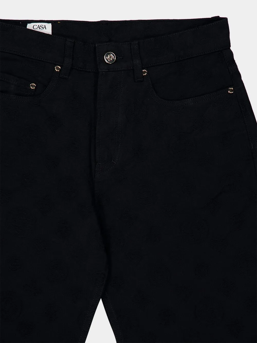 Black Straight Fit Monogram Denim Jeans sold by Fashion Clinic product image thumbnail 3