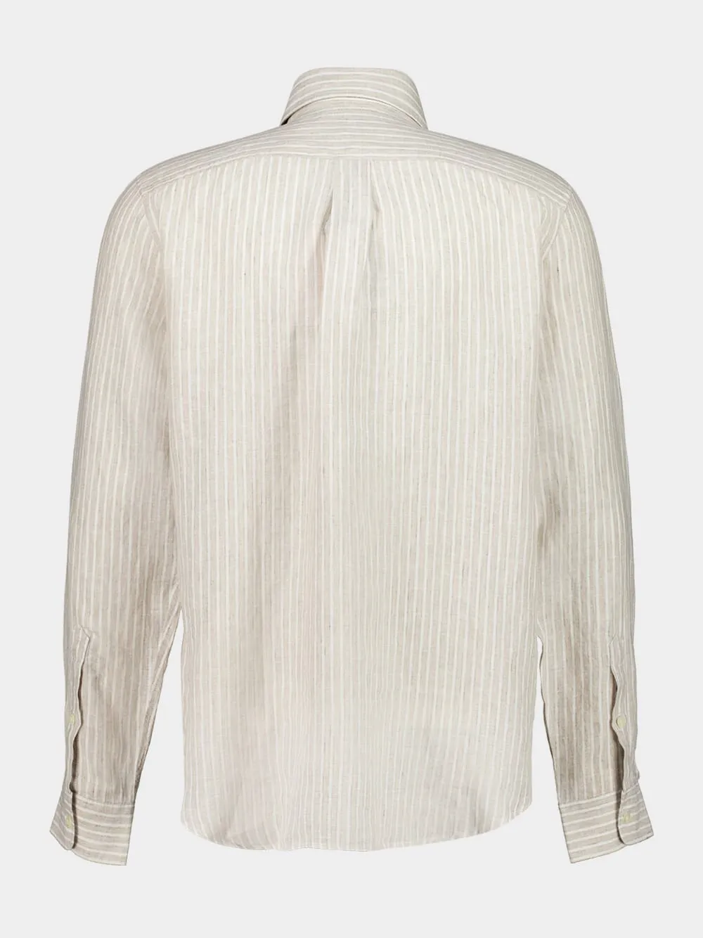 Khaki Striped Linen Button-Up Shirt sold by Fashion Clinic product image thumbnail 2