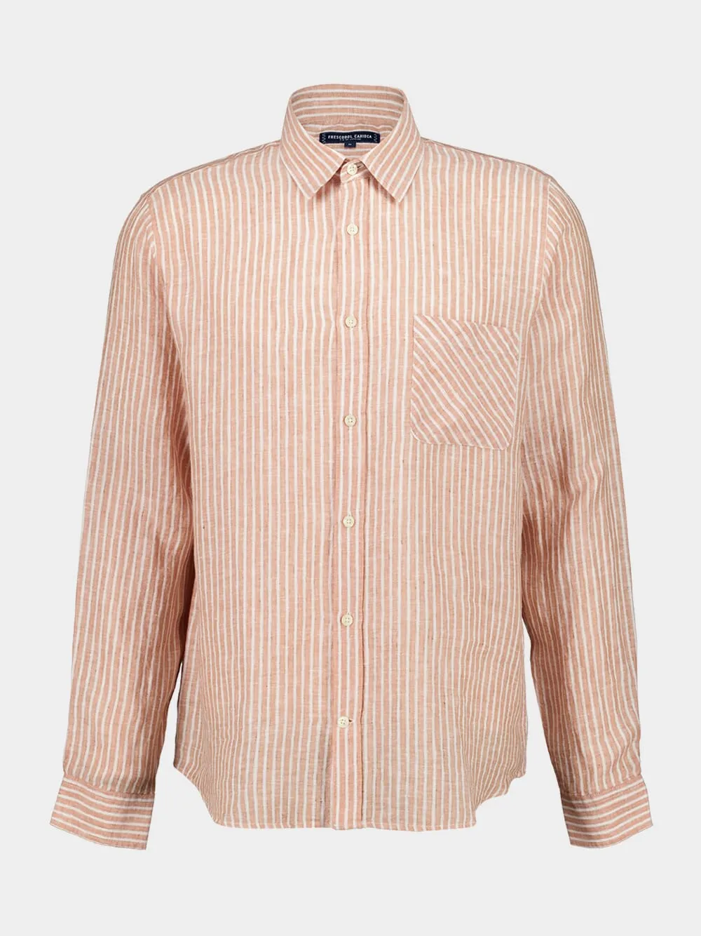 Pale Copper Striped Linen Shirt sold by Fashion Clinic
