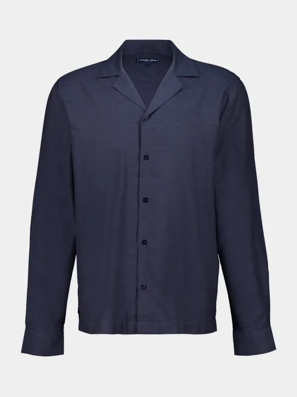 Navy Blue Herringbone Flannel Shirt sold by Fashion Clinic