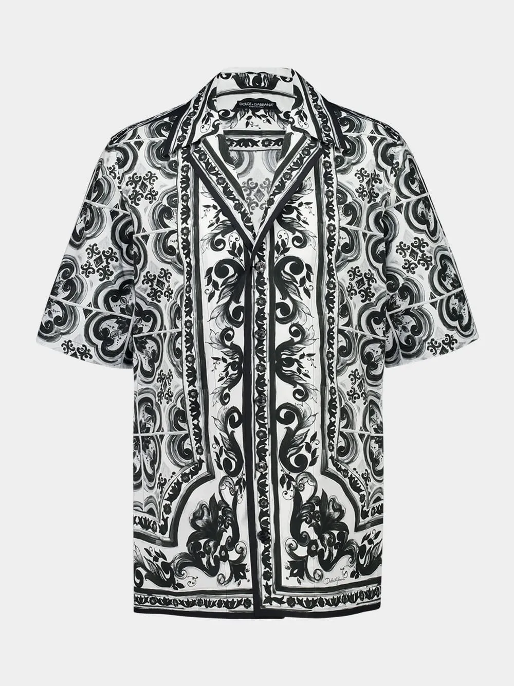 Black Majolica Print Short Sleeve Shirt sold by Fashion Clinic