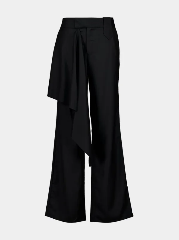 Black Outlaw Wool Draped Pants made by Johanna Ortiz